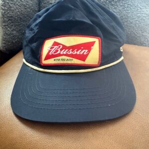 Bussin Rope-Trim Navy Baseball Cap - Red & Gold Patch